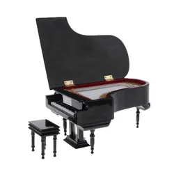 Mini Piano Miniature échelle 1:6, modèles en bois avec tabouret, accessoires pour maison de poupée, jouet, décor d'instruments de musique 