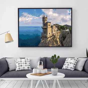 

Framed DIY Painting By Numbers Landscape Kit Acrylic Paint On Canvas Modern Wall Art Picture By Numbers For Living Room