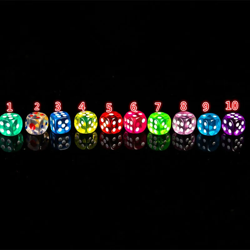10 шт./компл. 14 мм акриловый Цвет прозрачная бар КТВ кости шахматы игра в кости Кристальные кости