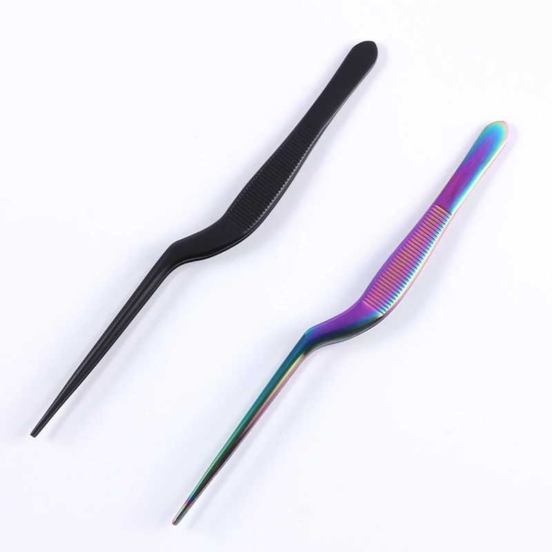 Long Holding Shaped Rainbow Tweezers Ear Tweezers Bending Pick Otolaryngology Special Forceps Ear Makeup Tools Free Shipping