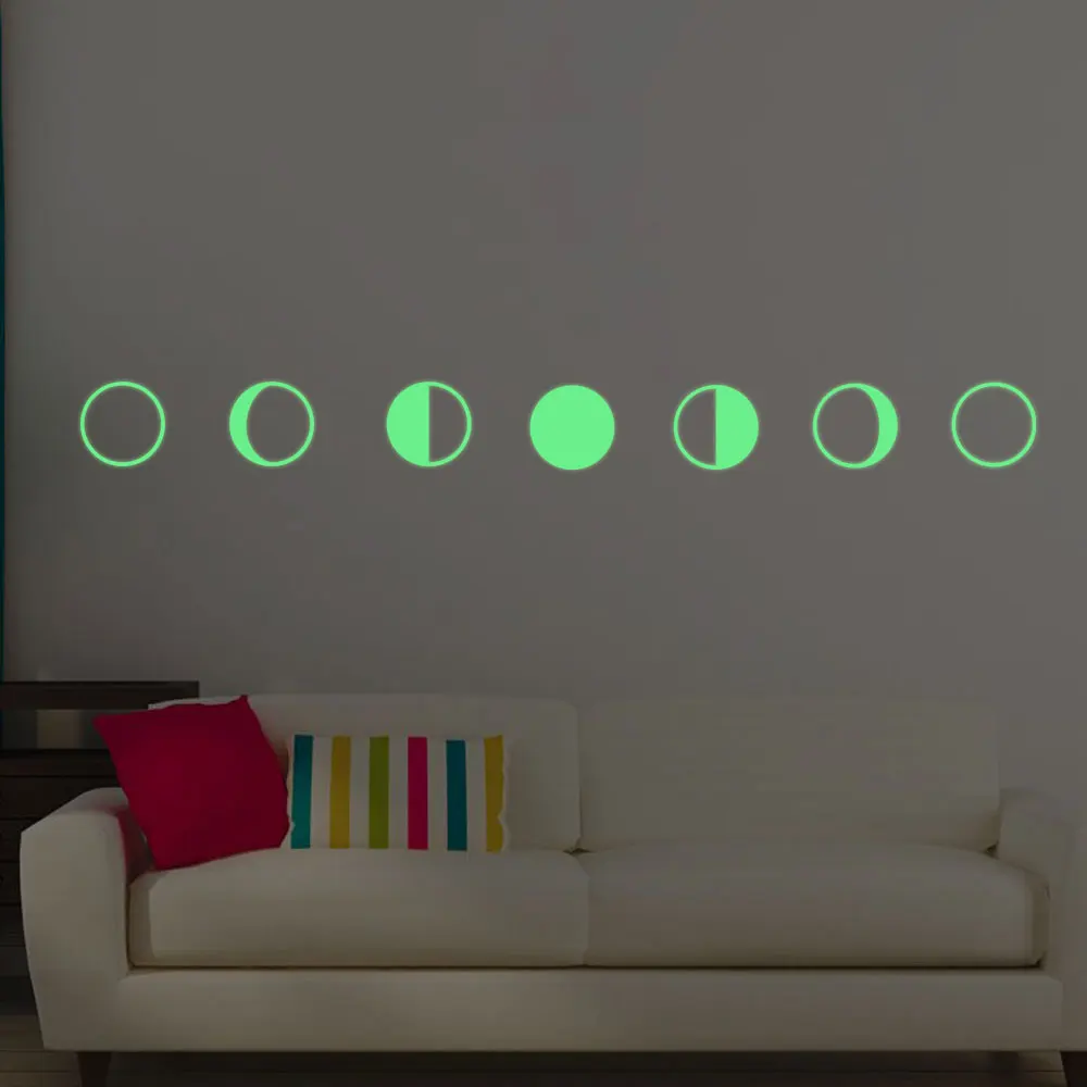 Gradient 3D Wallpaper PVC Creative Decal Festival Home Decor Lovely Luminous Moon Wall Stickers Removable Children Room Gift | Дом и сад