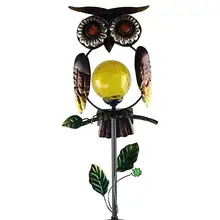 Garden Solar Lights Outdoor Solar Powered Stake Lights Metal OWL LED Decorative Garden Lights for Walkway Pathway Yard Lawn