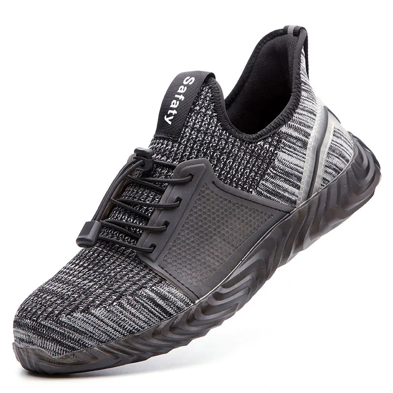 MOTK BECON, Мужская безопасная обувь, светильник, дышащие прокалывающиеся кроссовки для мужчин, слипоны, промышленные уличные рабочие ботинки L09 - Цвет: GRAY