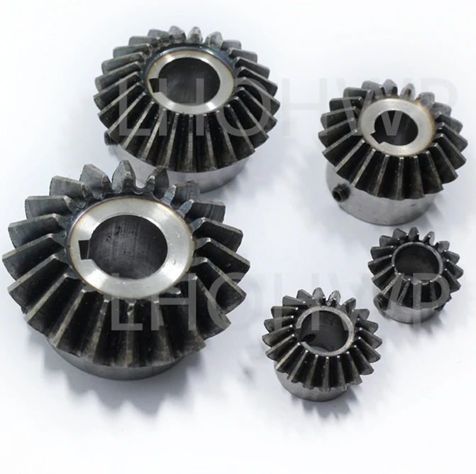 Manufacturer 1:1 bevel gear 2 modulus gear 20 tooth ID = 8/10 / 12/14 / 16 / 17 / 18 / 19/ 20mm 90 degree with screw steel gear