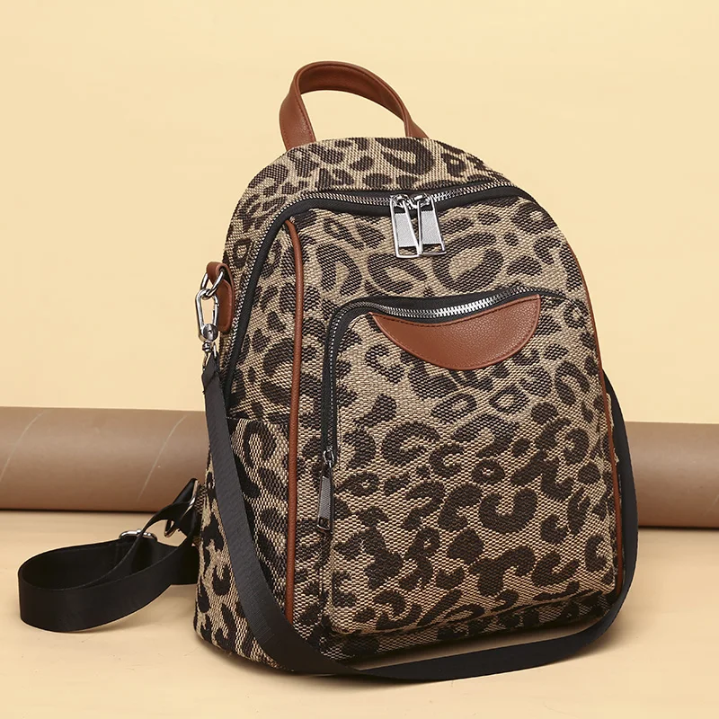 Designer Women Backpack Vintage Leopard Bagpack schoolbag for