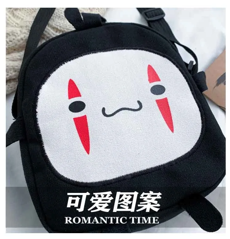 Cartoon No Face Man Bag Hayao Miyazaki Spirited Away Messenger Bag for Kids Adults Halloween Party Cosplay Shoulder Bags
