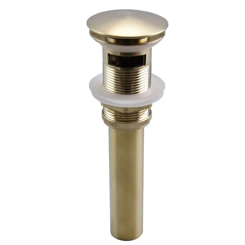 Brushed Gold Solid Brass Pop-Up Drain with Overflow