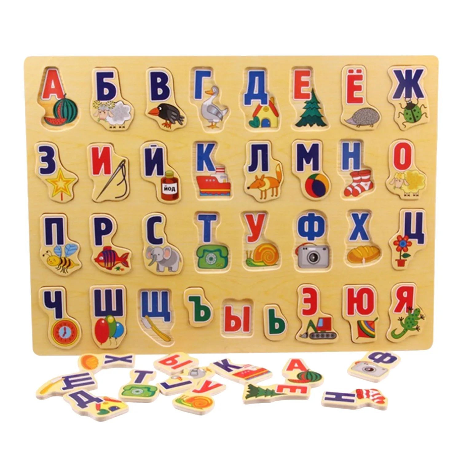 

3D Large Puzzle Wooden Toys Russian Alphabet Puzzles Toys for Children Alphabet Grasp Board Kids Educational Developing Toys Set