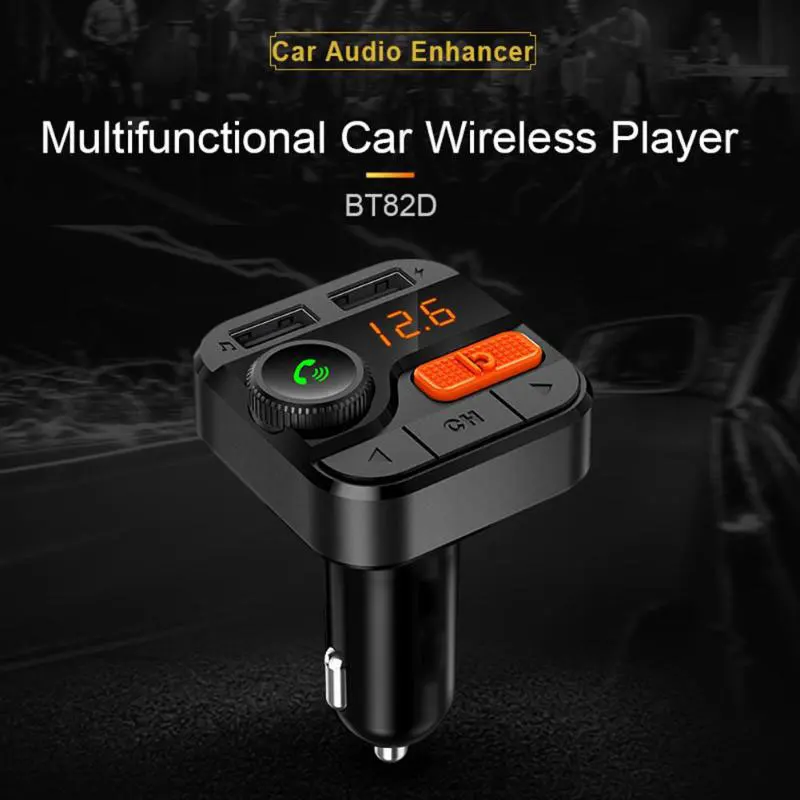 Басовая Кнопка Bluetooth автомобильное зарядное устройство для устройства Handsfree fm-передатчик Авто mp3-плеер адаптер для карт памяти двойной USB автомобильный Bluetooth
