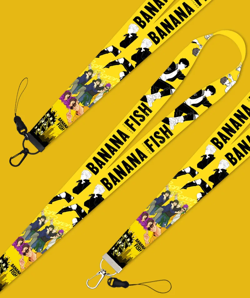 Anime Banana Fish Cosplay Accessories Prop Polyester KeyChain Cell Phone Neck Strap ID Lanyards Keychain