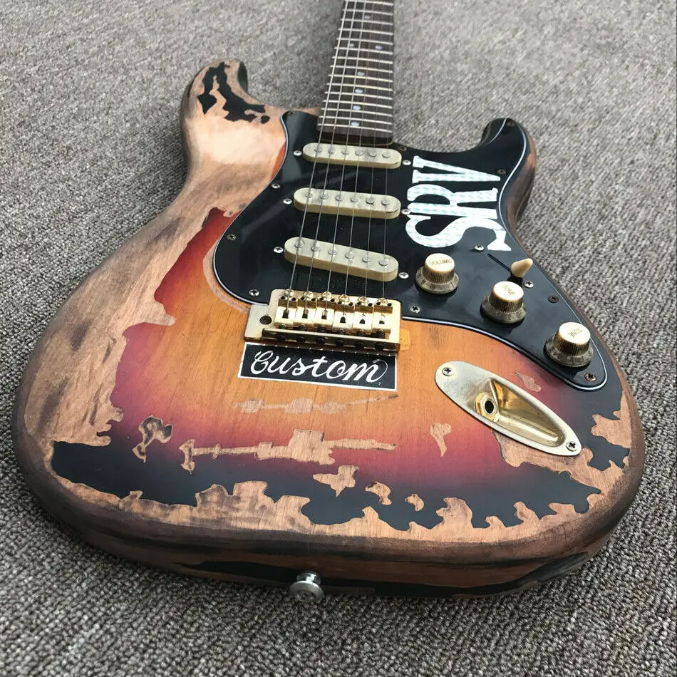 Заводская винтажная электрическая гитара Sunburst Relic, ручная работа SRV aged relic st электрогитара с ольховым корпусом