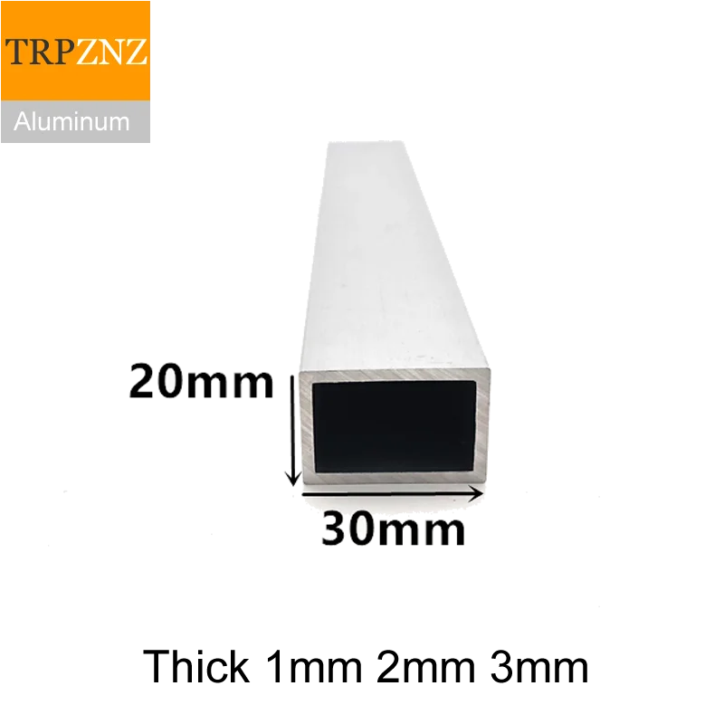 직사각형 알루미늄 튜브 프로파일, 6063 알루미늄 사각 파이프, 장식용 알루미늄 프로파일, 두께 1mm, 2mm, 3mm