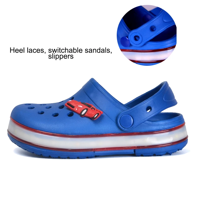 extra wide fit children's shoes Kids Slippers LED Light Children's Shoes Boys Girls Cartoon Clogs Slippers Toddler Slip On Lightweight Beach Pool Quick Dry Shoe girls leather shoes