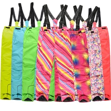 Зимние лыжные штаны для девочек, ветрозащитные комбинезоны, спортивные костюмы для детей, водонепроницаемые теплые лыжные брюки для мальчиков