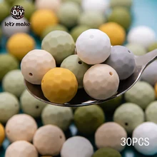 Let's Make – perles de dentition en Silicone pour bébé, 30 pièces de 15mm, jouets sensoriels, écologiques, de qualité alimentaire, chaîne de sucette 