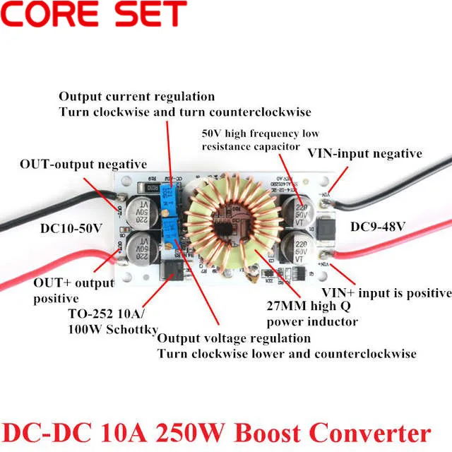Boost 10A 250 Вт повышающий преобразователь модуль питания постоянного тока Регулируемый мобильный стабилизатора тока светодиода для Arduino
