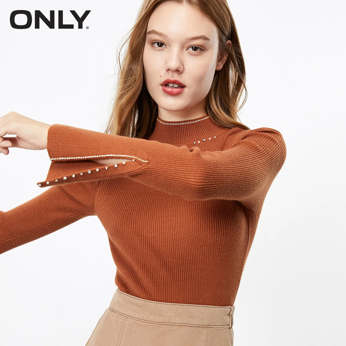 Только для женщин Slim Fit Однотонная одежда базовый вязаный | 119324567 - Цвет: CARAMEL CAFE