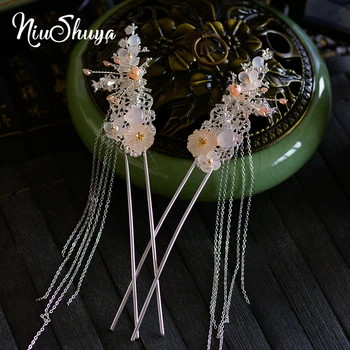 

NiuShuya China Classical Style Flower HairStick Fashion Women Elegant Bride Wedding Hair Accessories