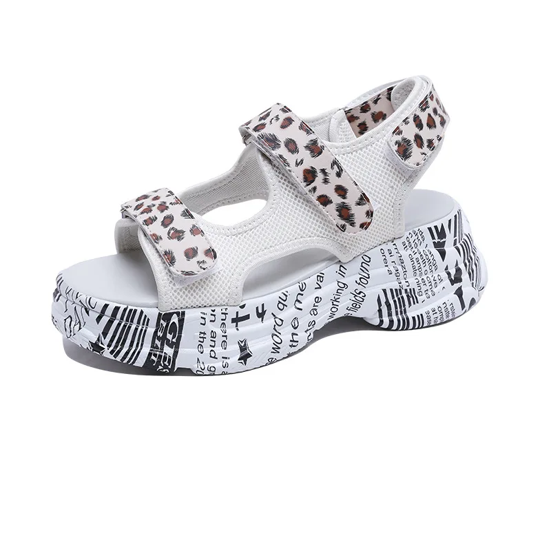 

summer Gladiator shoes 2019 new style open toe mixed colors hook-loop wedges heels 6cm Anti-slip platform sandalia feminina