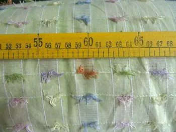 

Free ship Yellow green Plaid embroidery colorful fashionable tassel thin Blending component 59" wide