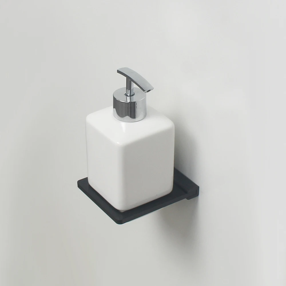 Aluminum Bathroom Accessories Black Tumbler Holder Soap Dish Holder Lotion Dispenser Toilet Brush Acrylic Rack