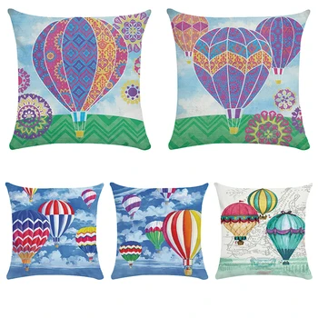 

Fire Balloon Custom Printing Cushion Cover Super-soft Velvet Pillow Case Hot Air Balloons Pillows Sofa Cushions Covers CR097