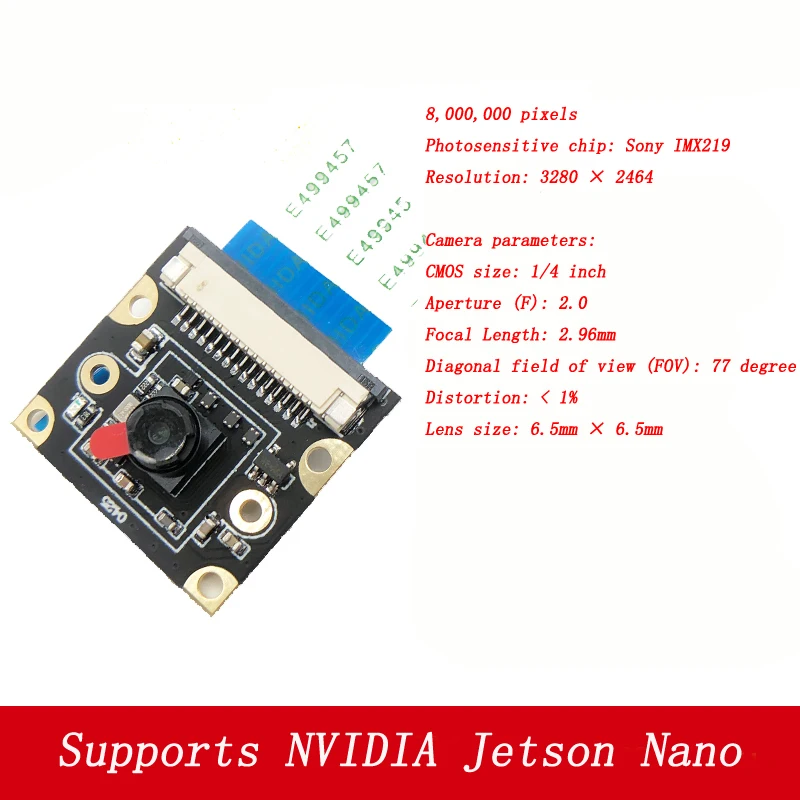 

1pcs IMX219 3280x2464 Resolution Camera Module for NVIDIA Jetson Nano Developer Kit FOV 77 Degree 8 Megapixels IMX219 Sensor