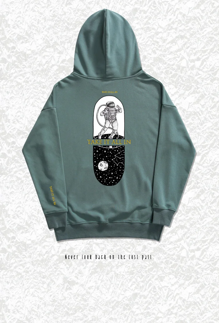 Пальто с капюшоном в стиле хип-хоп, популярная скейтборд улица hoodiescustom астронавт мультфильм печати длинный рукав ворс and fabric leisure Толстовка