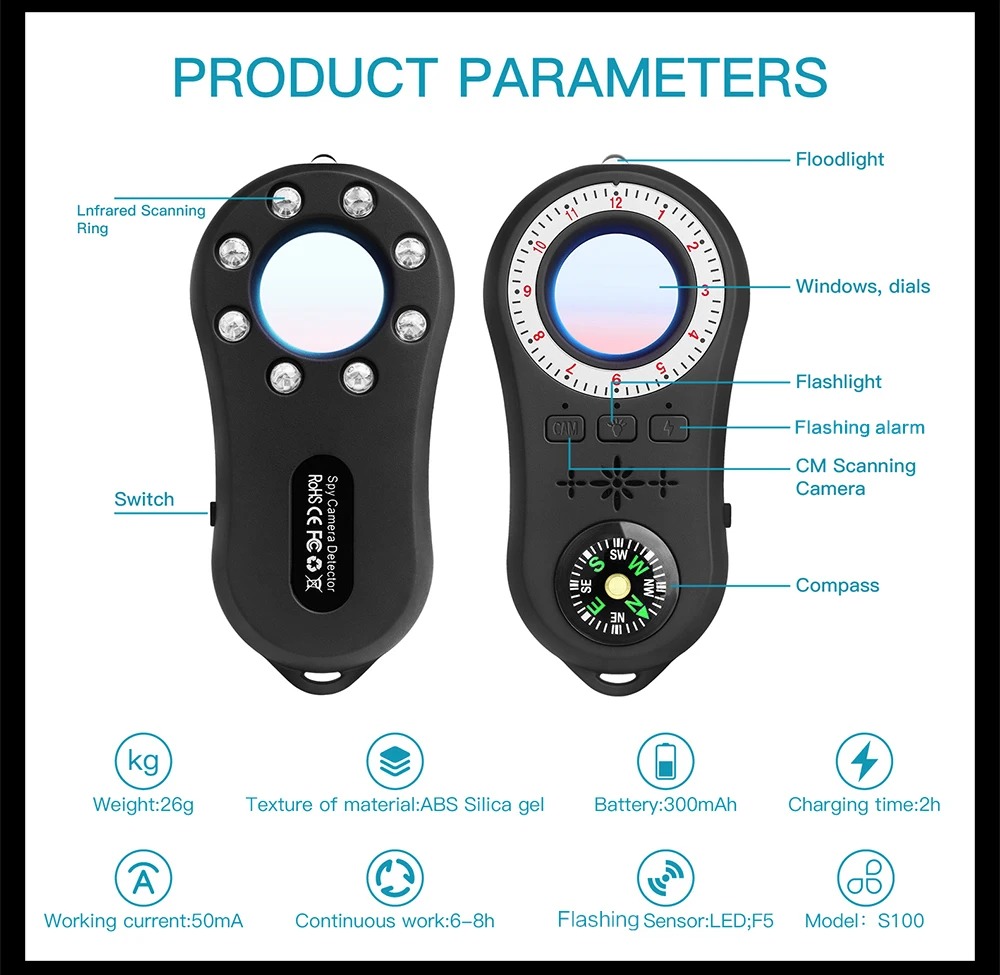 Câmera de Vigilância Detector de Sinal sem Fio Localizador de Lente de Sinal Produtos sem Fio Anti Espião Câmera Anti-covert Rastreador Detectar rf 6 Cheap Detector de câmera antiespionagem