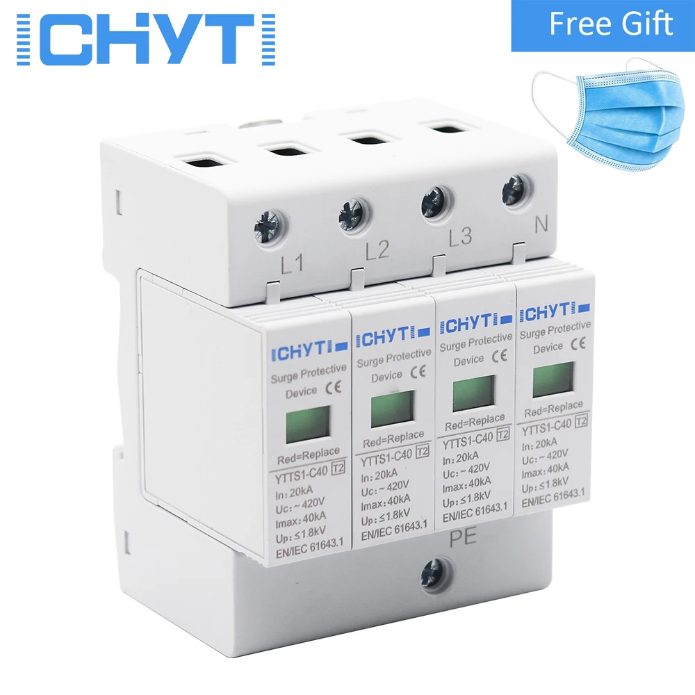 

AC SPD 4P 10KA 20KA 30KA 40KA 60KA 80KA 385V 420V House Surge Protector protection Protective Low-voltage Arrester Device
