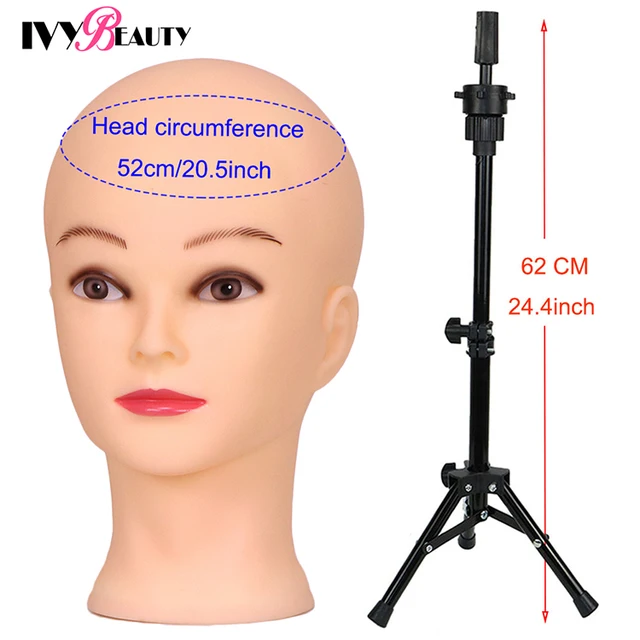 Female Bald Mannequin Head With Stand Cosmetology Practice African Training Manikin Head With Wig Stand Tipod For Mannequin Wigs Head With Tripod