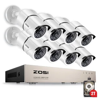 

ZOSI 1080P CCTV System 8CH HD-TVI Network DVR with 8X 2.0MP HD Outdoor Home Security Video Surveillance Camera System Kit