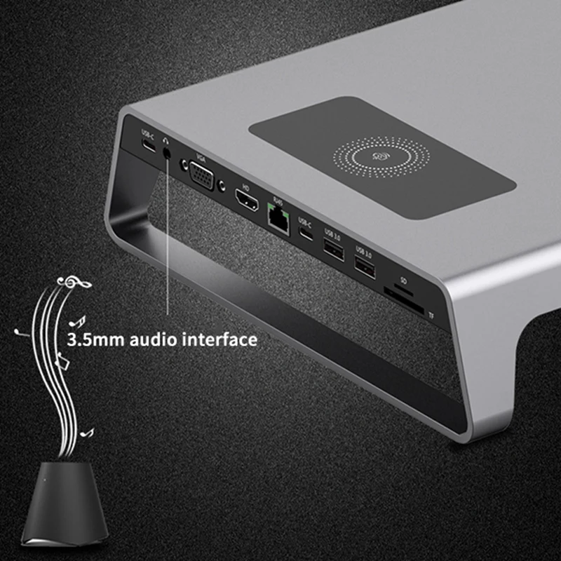 11 в 1 type C USB C концентратор адаптер 4K HDMI универсальная подставка для ноутбука беспроводной адаптер зарядного устройства
