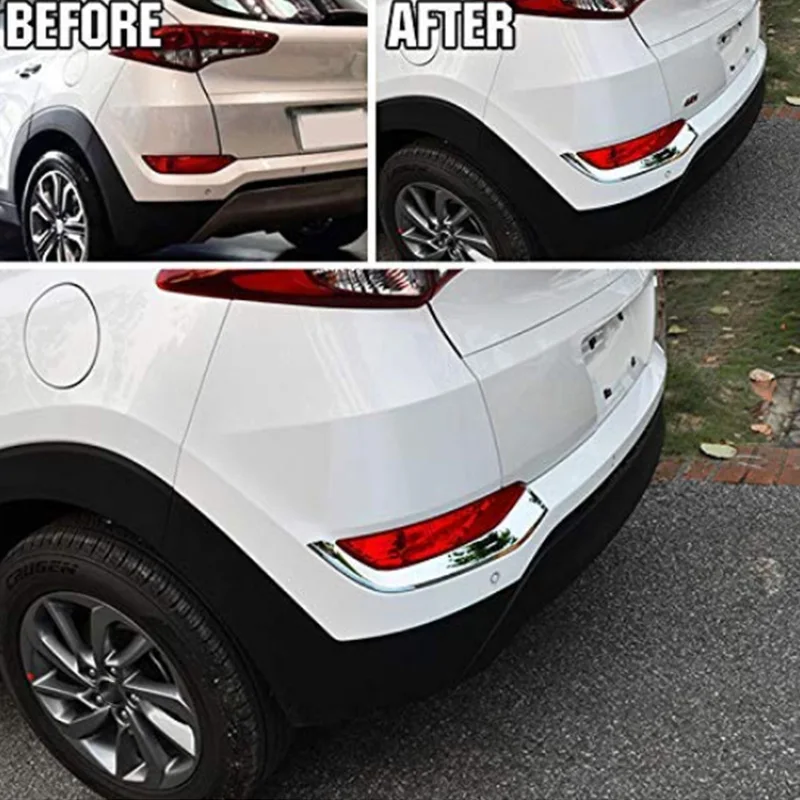 Для hyundai Tucson хромированный задний бампер отражатель противотуманный светильник крышка лампы полоса ободок молдинг отделка крышка автомобиля Стайлинг