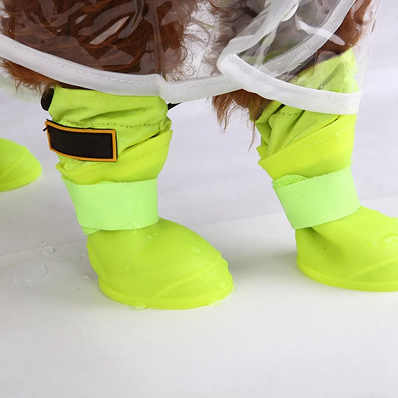 Новая силиконовая Уличная обувь для домашних животных теплая флисовая внутренняя Нескользящая Водонепроницаемая Защитная непромокаемая