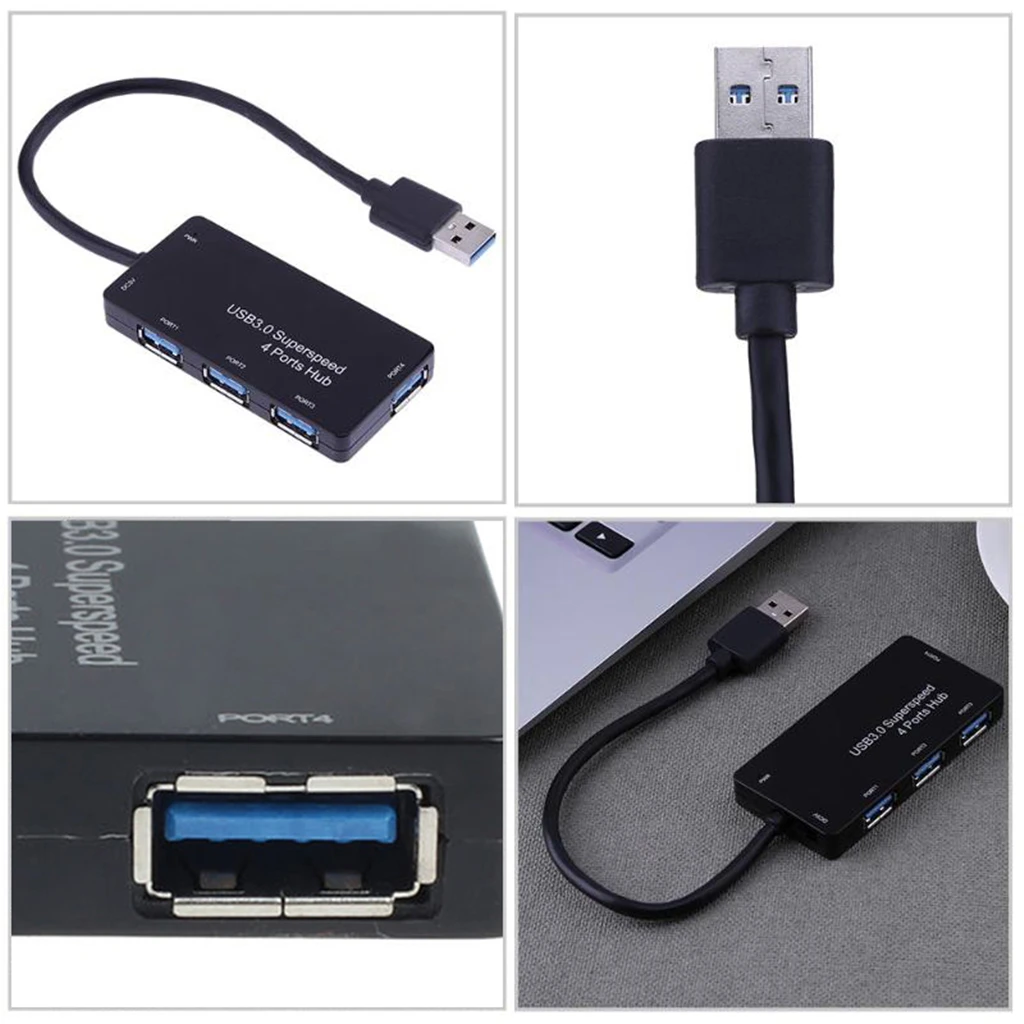 USB 3.0 Hub 4-Port Splitter Docking Station For PC  Notebook Laptop