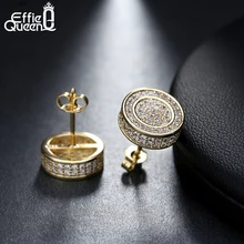 Effie queen золотистого и серебристого цветов; Цвет серьги-гвоздики по заказу покупателя цирконий круглый ювелирные аксессуары ‒ серёжки для Для женщин знаменитый бренд DE130