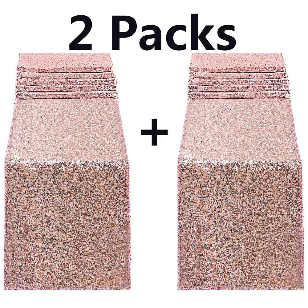 2pack Rose Gold Sequin Table Runner for birthday wedding Xmas New Year Festival party decoration