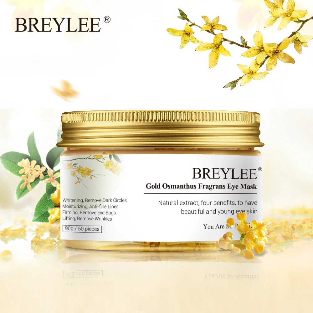BREYLEE Gold Osmanthus Fragrans Eye Mask Collagen Gel Eye Patch Face Skin Care Remove Dark Circles Lifting Firming Serum 50pcs  (2)
