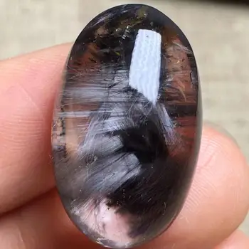 

Certificate Natural Brookite Platinum Silver Rutilated Quartz Cabochon Pendant 23*14*11mm Women Men Jewelry Fashion AAAAA