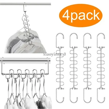 

New Household Magic Cloth Hanger Multi-Purpose Hooks Wonder Space Saving Hangers Closet Organizer Hot 4PCS Set