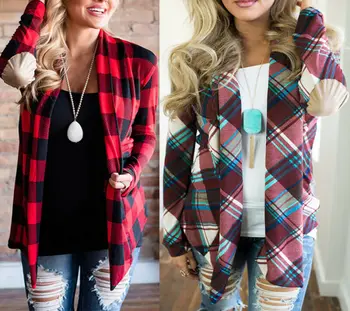 

Women Flannel Plaid Jackets Loose Cardigan Long Sleeve Blouse Ladies Fashion Jacket Tops Coats