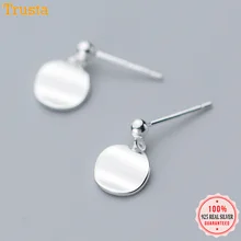 Trusta 925 пробы Серьги серебристого цвета; бижутерия из цельного материала, вафельные 925 серьги-гвоздики для девушек и женщин, модный подарок DS1354