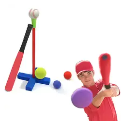 Conjunto de beisebol macio para crianças jogando t jogo esportes brinquedo conjunto treinamento beisebol para meninos e meninas esportes ao ar livre brinquedos auxiliares