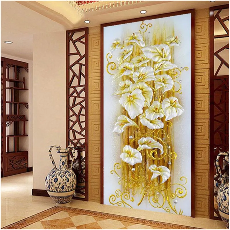 5d-Diy-Diamond-Painting-Cross-Stitch-Golden-Lily-Diamond-Embroidery-Flowers-Crystal-Round-Diamond-Mosaic-Pictures
