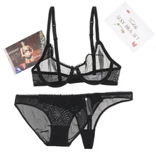 Женский сексуальный прозрачный комплект с бюстгальтером, Дамское Белье, стринги и трусики, 3 шт./лот