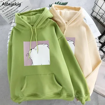 

Hoodies Women Daily Print Lovely Ulzzang Womens Students Simple Casual Hooded Drawstrings with Pockets Outwear Fashionable Loose
