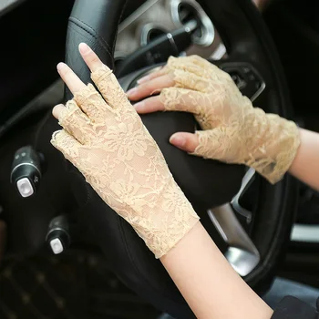 

Sunscreen Anti UV Driving Glove Women Lace Glove Dressy Summer Gloves Driving Lady Gloves Embroidered Mitten Sunscreen Gloves