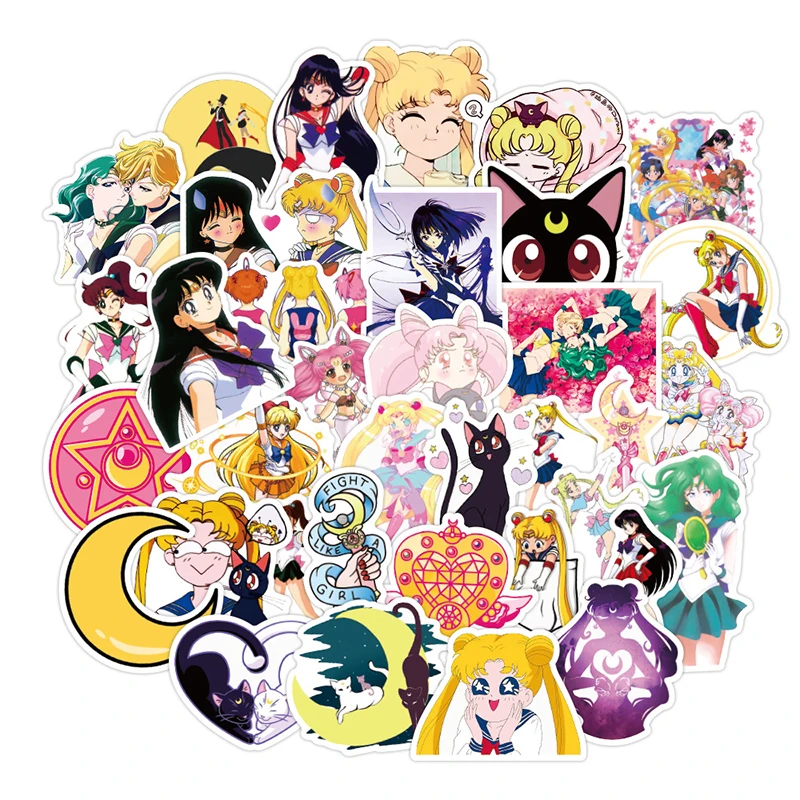 

10/30/50PCS Beautiful Girl Anime Through Sailor Moon Mobile Phone Water Cup Notebook Waterproof Decoration Stickers Wholesale
