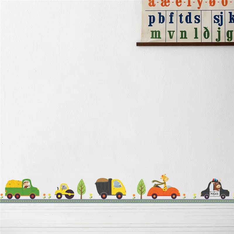 Забавный мультфильм мышь автомобиль наклейки на стену поезд для детской комнаты крыса мультфильм наклейки на стены Детская комната мыши Плакат Фреска